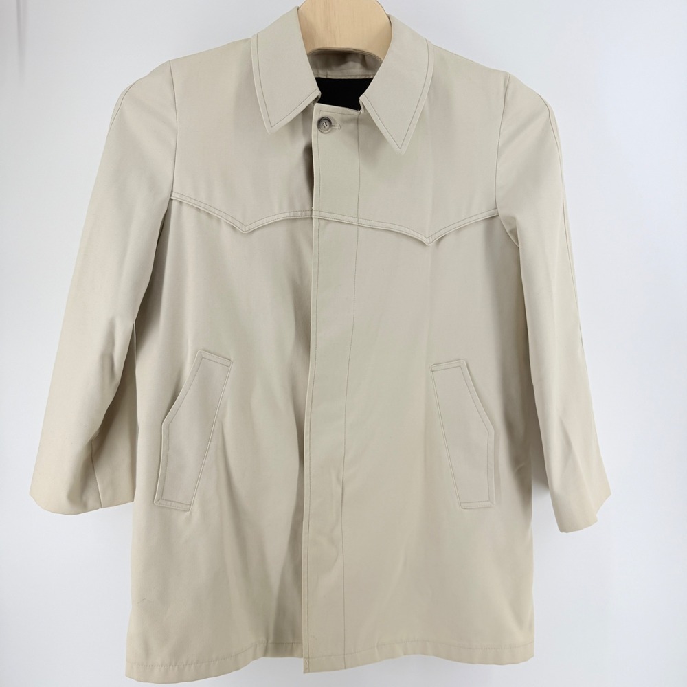 Anderson-Little Vintage Mens Tan Western Yoke Trench Coat Faux Fur Lined‎ 40 Reg